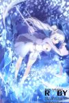  1girl blue_eyes dress ice jewelry lao_meng long_hair ponytail rapier rwby solo sword tagme weapon weiss_schnee 