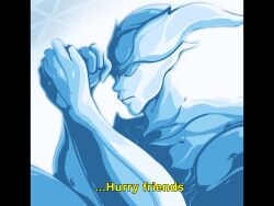 1boy blue_skin boss closed_eyes daikikaiju28 emperor_(house_of_the_dead) english_text horns house_of_the_dead male male_focus monster monster_boy pixiv sega subtitled white_background