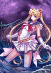  bishoujo_senshi_sailor_moon blonde_hair blue_eyes brooch choker double_bun gloves hair_ornament hairpin heart jewelry jianren long_hair magical_girl pleated_skirt purple_background ribbon sailor_collar sailor_moon skirt smile solo submerged super_sailor_moon tiara tsukino_usagi twintails water white_gloves 