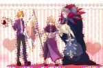  2boys armor armored_dress blonde_hair braid caster_(fate/zero) dress fate/apocrypha fate/zero fate_(series) flag grey_hair headpiece jacket jeanne_d&#039;arc_(fate/apocrypha) jeanne_d'arc_(fate/apocrypha) multiple_boys orange_hair purple_jacket ruler_(fate/apocrypha) single_braid suzu_(nattu991) thigh-highs thighhighs uryuu_ryuunosuke 