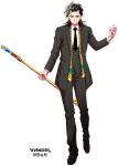  alternate_costume avengers black_hair formal jungyun99 loki_(marvel) male marvel necktie solo staff suit 