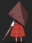  cosplay helmet kazami_yuuka onikobe_rin pyramid_head pyramid_head_(cosplay) shirt silent_hill skirt skirt_set solo touhou transparent_background umbrella vest 