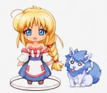  arc_the_lad blonde_hair blue_eyes braid breasts chibi faux_figurine lieza long_hair looking_at_viewer paundit simple_background white_background zipang 