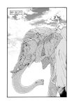  comic elephant monochrome moriya_suwako no_hat no_headwear pajamas riding totaku_(musha_prune) touhou tozawa 