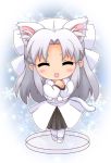  animal_ears blush bow cat_ears cat_tail extra_ears faux_figurine hair_bow long_hair melty_blood pantyhose smile snowflakes solo tail tsukihime white_len zipang 