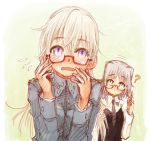  ? bespectacled blonde_hair blue_eyes blush eila_ilmatar_juutilainen glasses long_hair multiple_girls open_mouth ryou_(shirotsumesou) sanya_v_litvyak short_hair strike_witches sweatdrop 