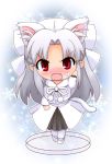  animal_ears blush bow cat_ears cat_tail extra_ears fang faux_figurine hair_bow long_hair looking_at_viewer melty_blood open_mouth pantyhose red_eyes snowflakes solo tail tsukihime tsundere white_len zipang 