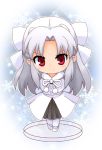  blush bow faux_figurine hair_bow long_hair looking_at_viewer melty_blood pantyhose red_eyes smile snowflakes solo tsukihime white_len zipang 