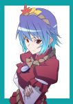  blue_hair bust crossed_arms gradient_hair h-new hairband highres mirror multicolored_hair red_eyes slit_pupils solo touhou yasaka_kanako 