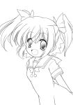  kaitou_tenshi_twin_angel looking_at_viewer minazuki_haruka_(twin_angel) monochrome open_mouth simple_background smile solo sou_ryuu white_background 