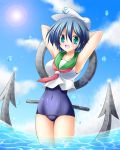  anchor murasa_minamitsu osashin_(osada) sailor school_swimsuit shin_osada solo swimsuit swimsuit_under_clothes touhou water 