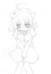 animal_ears blush cat_ears copyright_request no_nose short_hair solo sou_ryuu traditional_media v_arms 
