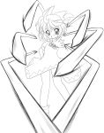  cirno looking_at_viewer monochrome open_mouth short_hair simple_background smile solo sou_ryuu touhou vectors white_background 