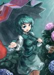  blue_eyes blue_hair flower green_hair heterochromia red_eyes shirt short_hair skirt skirt_set solo tatara_kogasa touhou umbrella vest yagi_(sinnsyou) 