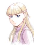  blonde_hair blue_eyes bust gundam gundam_wing light_smile long_hair looking_at_viewer relena_peacecraft simple_background sketch solo ueyama_michirou 