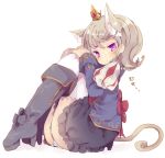  animal_ears boots cat_ears cat_tail character_request eirawen looking_at_viewer mabinogi masirosu panties purple_eyes silver_hair sitting solo striped striped_panties tail underwear violet_eyes white_background 