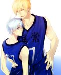  2boys basketball_uniform blonde_hair blue_eyes blue_hair kise_ryouta kuroko_no_basuke kuroko_tetsuya multiple_boys sportswear subaru_(hz) yellow_eyes 
