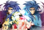  armor blue_eyes blue_hair cimeri full_armor gemini_kanon gemini_saga long_hair multiple_boys saint_seiya sea_dragon_kanon siblings twins 