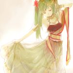 anija green_hair hatsune_miku jewelry necklace red_eyes skirt_hold solo vocaloid 