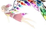  ascot blonde_hair blush crystallization flandre_scarlet full_body hair_ribbon highres pointy_ears profile red_eyes ribbon riuichi short_hair simple_background skirt solo torn_clothes touhou white_background wings 
