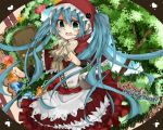 aqua_hair basket cosplay dress green_eyes hatsune_miku little_red_riding_hood little_red_riding_hood_(cosplay) little_red_riding_hood_(grimm) long_hair nakura_hakuto open_mouth solo tree twintails very_long_hair vocaloid 