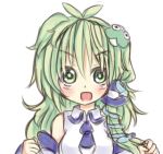 aki_chimaki blush bust green_hair kochiya_sanae long_hair looking_at_viewer lowres open_mouth simple_background smile solo touhou white_background 