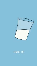  ._. animal_focus animated animated_gif blue_background cat cup drink drinking_glass english_text hasha looping_animation no_humans original simple_background spinning surreal white_cat 
