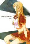  alternate_hairstyle blonde_hair blue_eyes chrono_cross kid_(chrono_cross) long_hair skirt solo 