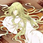  bad_id enkidu_(fate/strange_fake) fate/strange_fake fate_(series) green_eyes green_hair kai28 long_hair male robe solo trap 