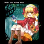  bad_id basket blonde_hair boots bow butterfly choker dress flower grimm&#039;s_fairy_tales grimm's_fairy_tales hair_bow hairband kise_yayoi little_red_riding_hood little_red_riding_hood_(grimm) orange_dress precure rimoko shawl short_hair skirt smile_precure! solo yellow_eyes 