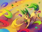  commentary creature fang highres leaf leafeon no_humans open_mouth pokemon pokemon_(creature) profile purplekecleon signature solo 