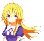  aki_chimaki blonde_hair blush long_hair maribel_hearn purple_eyes simple_background smile solo touhou violet_eyes white_background 