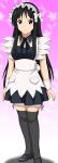  akiyama_mio black_eyes black_hair blush cp9a hime_cut k-on! long_hair maid simple_background smile uniform 