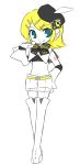  adapted_costume blonde_hair bow fukumitsu_(kirarirorustar) hair_ornament hairclip hat kagamine_rin kirariroru_star looking_at_viewer macloid macne_nana macne_nana_(cosplay) navel shorts smile solo vocaloid 