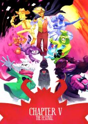  2others 3girls 5boys absurdres aqua_(deltarune) asgore_dreemurr asgore_dreemurr_(dark_world) blonde_hair blue_(deltarune) commentary deltarune english_commentary fangs flowery_(deltarune) furry furry_female furry_male green_(deltarune) grin highres kris_(deltarune) multiple_boys multiple_girls multiple_others open_mouth orange_(deltarune) ralsei red_soul_(utdr) scallybag01 seth_(deltarune) smile soul_(utdr) susie_(dark_world)_(deltarune) susie_(deltarune) utdr_(toby_fox) yellow_(deltarune) 