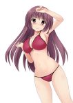  armpits bikini blush breasts front-tie_top highres large_breasts long_hair looking_at_viewer matsumi_kuro navel sai?seki sai_seki saiã¢ëœâ€ seki saki saki_achiga-hen sideboob simple_background solo swimsuit 