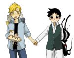  alphonse_elric cat fullmetal_alchemist hand_holding holding_hands kitten multiple_boys nyo_(couch_tomato) pride selim_bradley spoilers too_many_cats 