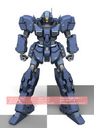  3d character_name commentary_request earth_federation gundam gundam_unicorn highres jesta looking_at_viewer mecha mecha_focus missile_pod mobile_suit no_humans radio_antenna realistic robot science_fiction stats white_background yellow_assault_visor zb_(dawn-blue) 