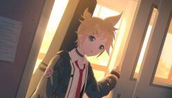 blonde_hair blue_eyes dress kagamine_len project_sekai short_hair