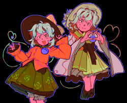  1girl absurdres alternate_costume black_background black_hat bloomers bow closed_mouth collared_shirt commentary disembodied_linked_eye english_commentary eyeball frilled_sleeves frills green_eyes green_hair green_skirt hat hat_bow heart heart_hands heart_of_string highres komeiji_koishi long_sleeves looking_at_viewer molly_yancey multiple_views puffy_sleeves red_eyes shirt simple_background skirt smile touhou white_bloomers wide_sleeves yellow_bow yellow_shirt 