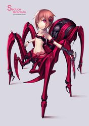  brown_hair gia highres knife mecha original red_eyes short_hair solo spider 