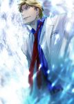  blonde_hair blue_hair darker_than_black formal glowing kaedeaoi male necktie november_11 solo suit 