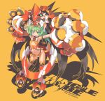  animal_ears blade_(lovewn) cat_ears chamcham fang fingerless_gloves gloves green_eyes green_hair looking_at_viewer navel open_mouth paw_gloves samurai_spirits smile solo tail thigh-highs thighhighs tiger_print 