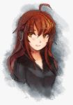  ahoge blush bust character_request copyright_request doomfest headphones long_hair red_hair redhead solo yellow_eyes 