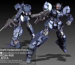  3d army back beam_rifle character_name commentary_request earth_federation energy_gun gundam gundam_unicorn jesta mecha mecha_focus mobile_suit no_humans radio_antenna realistic robot science_fiction shade stats weapon yellow_assault_visor zb_(dawn-blue) 