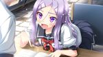  amou_mikage game_cg kikurage purple_hair purple_software seifuku shiawase_kazokubu violet_eyes 