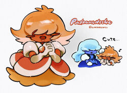  2girls alien antenna0203 blush_stickers colored_skin commentary_request dress gem gem_(steven_universe) headpat lips lolita_fashion long_hair multiple_girls open_mouth orange_skin padparadscha_(steven_universe) sapphire_(steven_universe) simple_background smile steven_universe thick_lips 