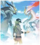  bracelet cloud clouds fog glowing green_hair hat jewelry kitsunen_(kitune_n) kitunen kyurem male n_(pokemon) pokemon pokemon_(game) pokemon_bw2 sky 