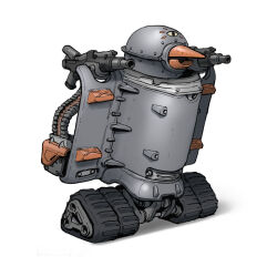  braydan_barrett caterpillar_tracks gun highres no_humans original segway shadow simple_background vehicle_focus weapon white_background 