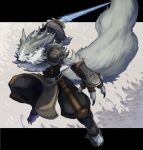  blue_eyes canine fur furry letterboxed parata pixiv_fantasia pixiv_fantasia_sword_regalia solo sword tail weapon wolf 